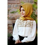 Pınar Şems - Gold Dantelli Gömlek